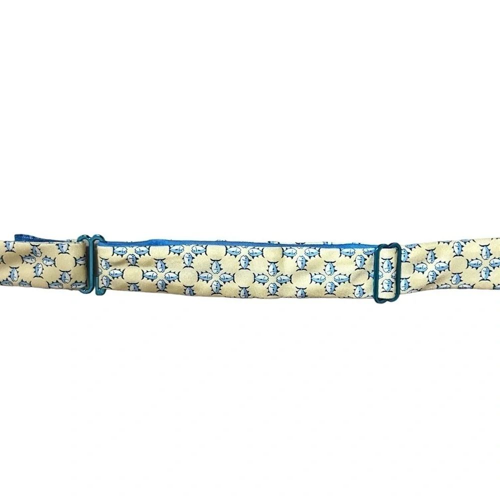 Southern Tide Skipjack Bow Tie yellow blue fish 100% Silk Made in Italy